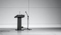 Empty Podium and Microphone on Modern Stage Royalty Free Stock Photo