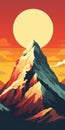 Minimalist Puncak Jaya Poster: Majestic Everest In Vibrant Retro Style