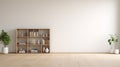 Minimalist Purity: A Captivating Empty Room With Bookshelf