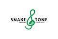 Minimalist Python Anaconda Cobra Snake Note Tone Music Instrument Logo Design Vector
