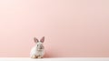 Minimalist Rabbit: Cute And Detailed Rendering On Pink Wall