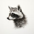 Minimalist Raccoon Head Silhouette Drawing With Single Pencil Stroke Royalty Free Stock Photo