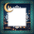 Minimalist Ramadan background with 3D white geometric patterns and large square copy space for text. Royalty Free Stock Photo