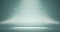 Minimalist rectangular frame with light blue background and white outline, tilted slightly to the right on a gradient of light Royalty Free Stock Photo
