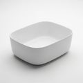 Minimalist White Rectangular Basin on White Background bowl container Royalty Free Stock Photo