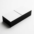 Minimalist Rectangular White and Black Sliding Lid Box on White Background Royalty Free Stock Photo