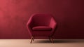 Minimalist Red Arm Chair In Serene Dark Magenta Room