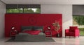 Minimalist red and gray master bedroom Royalty Free Stock Photo