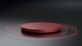 Minimalist Red Podium with Concentric Rings on Dark Background Royalty Free Stock Photo