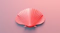 Minimalist Red Shell On Pink Background: Traditional Oceanic Art 3d Rendering Royalty Free Stock Photo