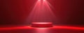 Minimalist red stage background with spotlight illumination and gradient lighting Royalty Free Stock Photo