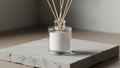 Minimalist Reed Diffuser Mockup on Concrete Podium Royalty Free Stock Photo