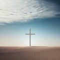 a minimalist representation of a cross in a serene natural setting