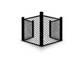 Simple black and white metal wire mesh cage structure with support posts for protection or containment Royalty Free Stock Photo