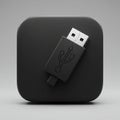 A minimalist representation of a USB flash drive symbol is placed on a black square Royalty Free Stock Photo