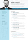 Minimalist resume cv template with blue accent and header photo Royalty Free Stock Photo