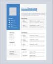 minimalist resume cv template design with blue and white color