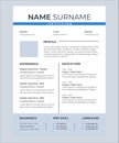 minimalist resume template with clean and simple design in blue color