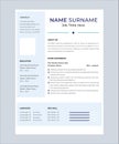 minimalist resume template design for your business with blue and white color.