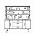 Minimalist Retro Hutch Coloring Page For Creative Enthusiasts