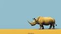 Minimalist Rhino Design Hd Wallpaper In Dark Yellow And Sky-blue