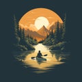 Minimalist River Camping T-shirt Graphic Design