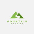Minimalist River and mountain landscape logo icon vector template