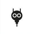 Minimalist robot face icon with abstract design elements on white background