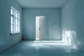 Minimalist room offering new beginning, full of light and shadow on textured walls Royalty Free Stock Photo
