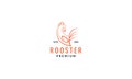 Minimalist rooster line cartoon icon logo design