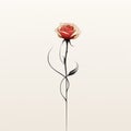 Minimalist Rose Tattoo On White Basis - Conceptual Art Design