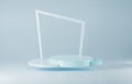 Minimalist round podium with gate and scene with 3d blue rendering abstract background composition, illustration mock up