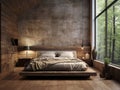 Minimalist rustic interior design of modern bedroom