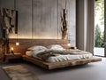 Minimalist rustic interior design of modern bedroom