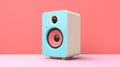 Minimalist 1980s Design Blue Speaker On Pink Surface Royalty Free Stock Photo