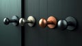 Minimalist 1980s Inspired Black Metal And Copper Door Handles