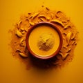 Minimalist Saffron Background: Yellow Turmeric Manipulated Photography