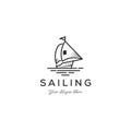 Minimalist Sail boat - vector logo template concept illustration. Ship sign. Design element Royalty Free Stock Photo
