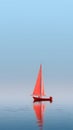 Minimalist Sailing Background Of A Sailboat Reflecting On The Still Water.