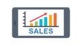 Minimalist Sales Bar Chart on Tablet, vector design Generative AI Royalty Free Stock Photo