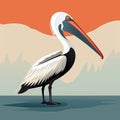Minimalist Scandinavian Art: Pelican In Bold Graphic Illustration