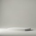 A minimalist scene features a white, flat, irregularly-shaped platform resting on a light Royalty Free Stock Photo