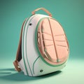 Minimalist scene of a small melon shaped backpack school