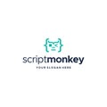 Minimalist SCRIPT MONKEY Sign Abstract Logo Design