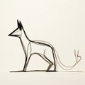 Minimalistic Wire Sculpture Of A Fox On Beige Background