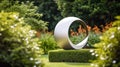 Minimalist Sculpture In A Serene Garden. Generative AI