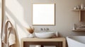 Minimalist Seashell Framed Bathroom Picture With Olive Shell And Neutral Colors