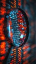 Minimalist Security Audit: Grey Magnifying Glass Finds Red Flaw in Code Royalty Free Stock Photo