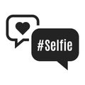 Minimalist selfie badge speech bubbles icon vector illustration hashtag selfietime message