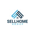 Minimalist SELL HOME GROUP Roof House logo design